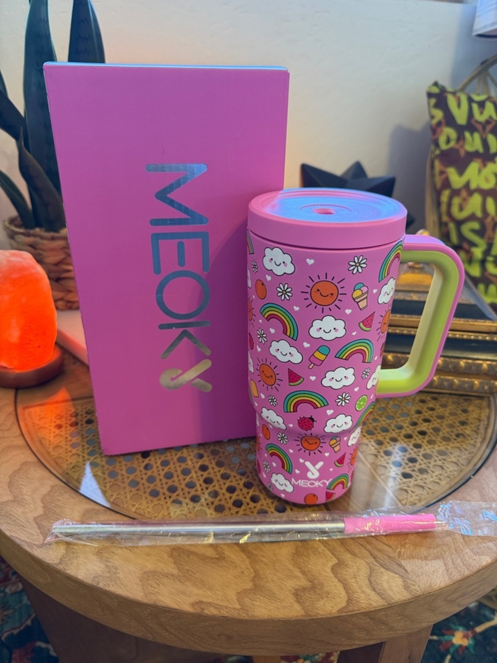Pink Rainbow Travel Mug with Handle